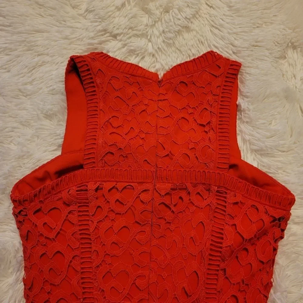 Greylin Red Inset Lace sheath Dress sz XS - Picture 10 of 12